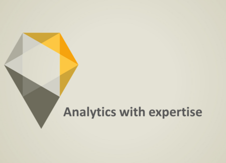 On a grey background there is written: Analytics with expertise