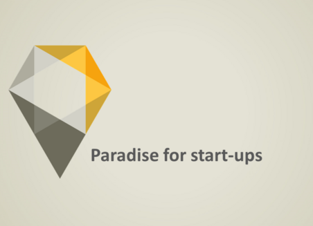 On a grey background there is written: Paradise for start-ups 